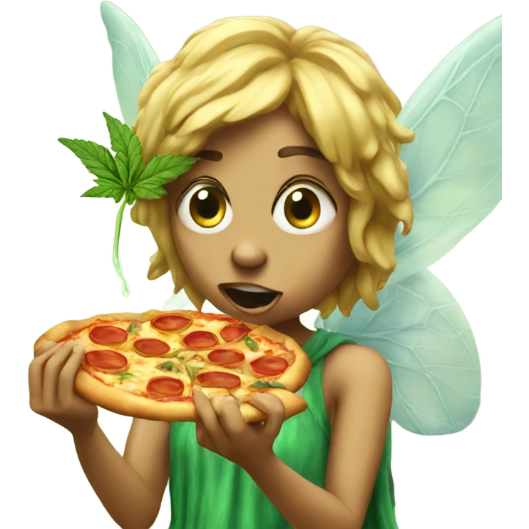 Weed fairy eating pizza  emoji