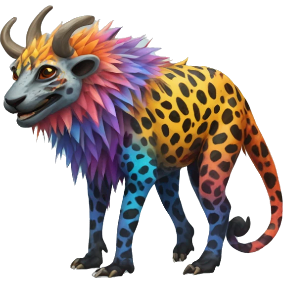 a colorful edgy vernid-fionbri-animal-creature with splash patterns full body emoji