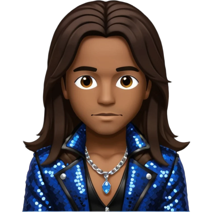 Spectacular from Pretty Ricky with long dark brown hair, black sequin outfit emoji
