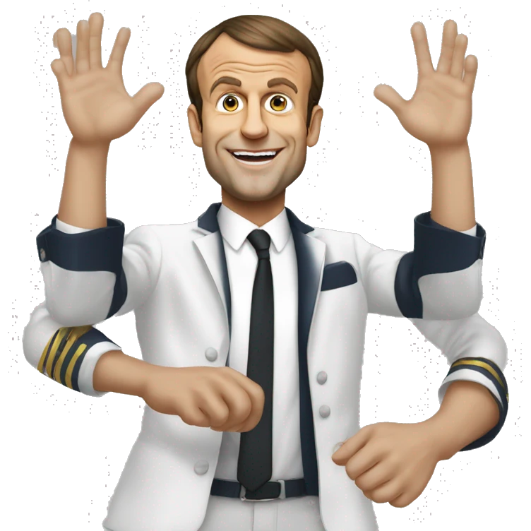Emmanuel Macron qui lève la main emoji