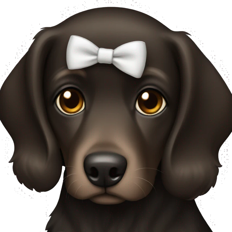 dark black dog brown eyes white bow  emoji
