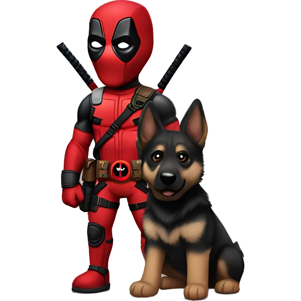 Deadpool holding German shepherd puppy emoji