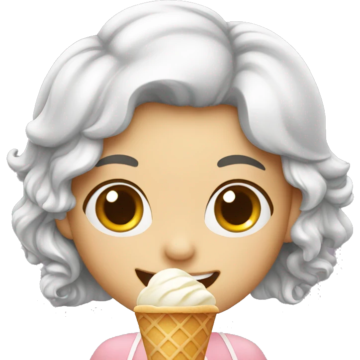 cute girl eating ice cream smiling  emoji
