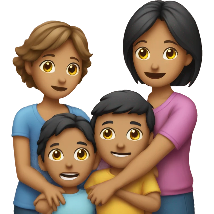 Emoji of a family with 3 kids mom is a phillipines and das is indian  emoji