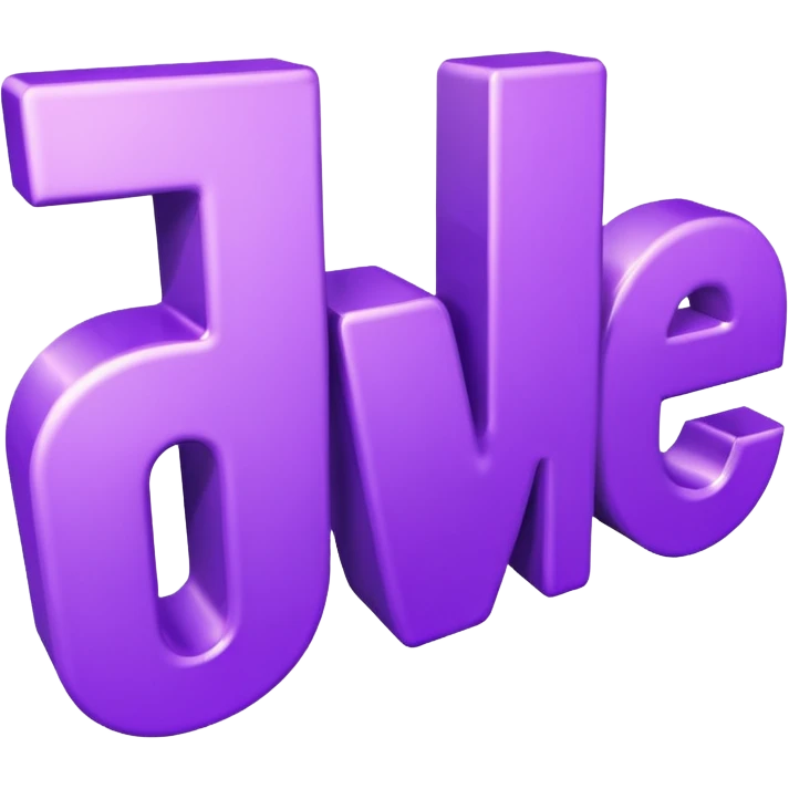 3D text that spells "me" in a shiny purple font  emoji