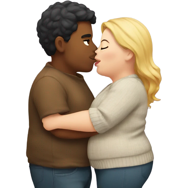 Chubby couple kissing  emoji