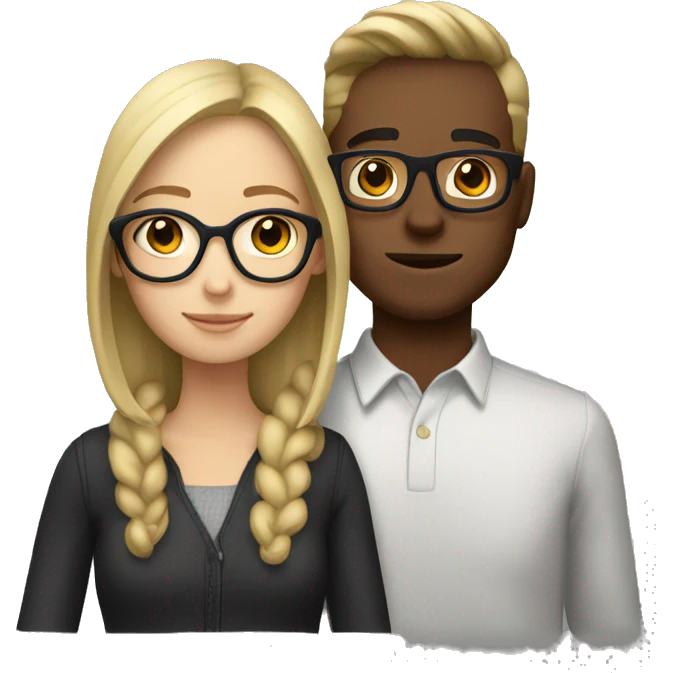 Blonde girl with glasses with her brown hair boyfriend  emoji