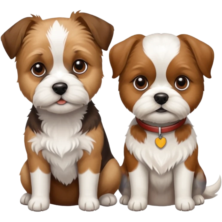 two dogs sitting next to each other: one jack rassel, one shizu emoji