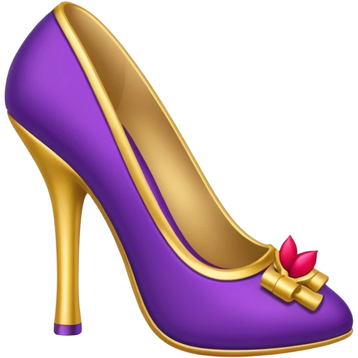 create a single emoji with royal purple heel, lipstick and golden bag emoji