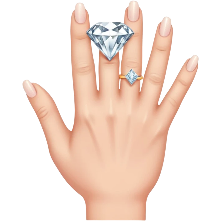 right hand with diamond ring on ring finger (second finger from the pinkie) emoji