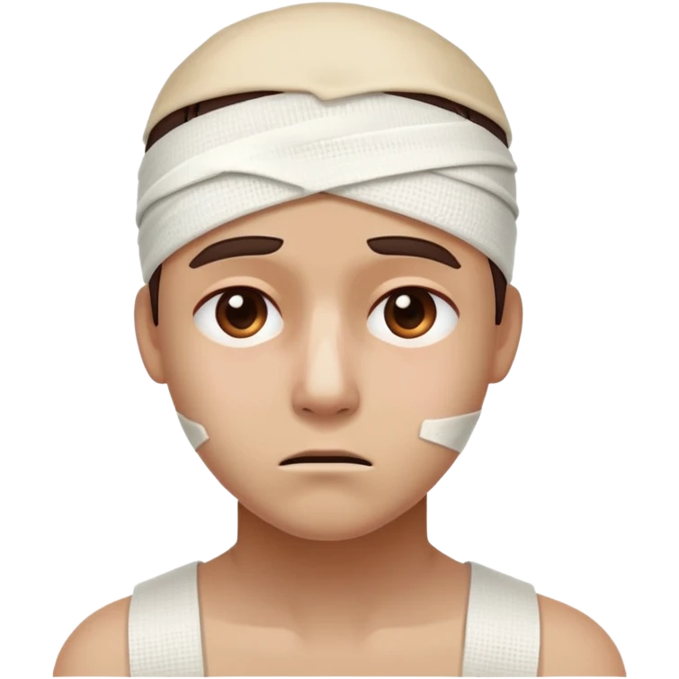 person with bandage and injury looking hurt emoji