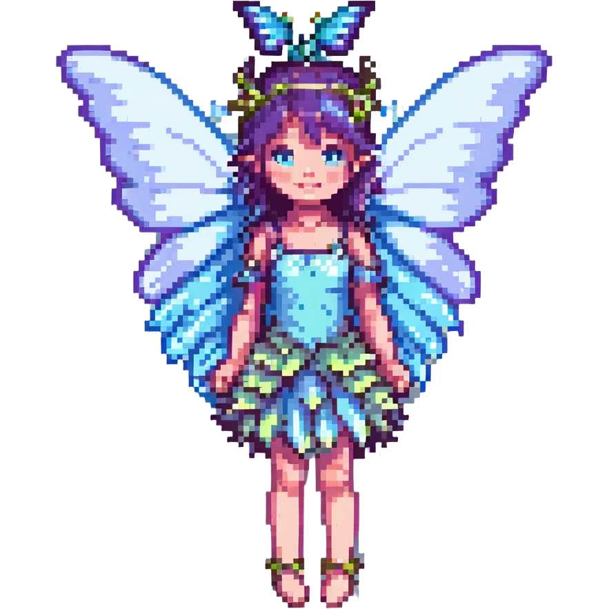 pixel art fairy with butterfly wings, pastel colors emoji