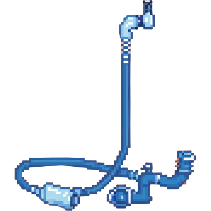 Pixelated blue VO2 max mouthpiece with breathing valve and connected tube emoji