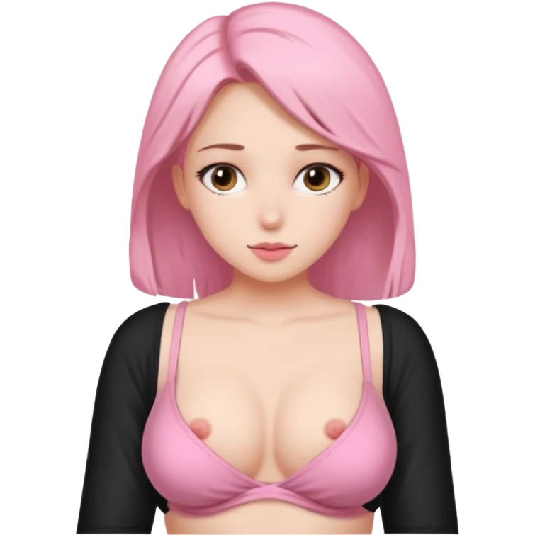 Girl doing this👉🏻👈🏻 while her really big boobs with pink nipples Exposed  without bra emoji