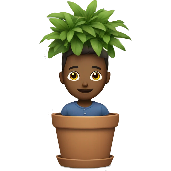A white guy is sitting in a flower pot
 emoji