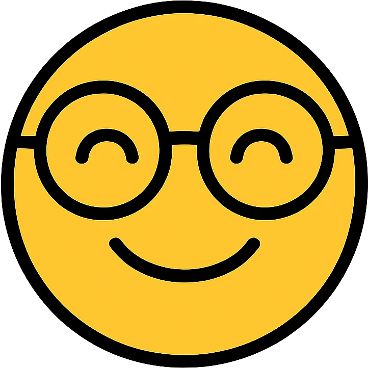 basic face emoji with glasses emoji