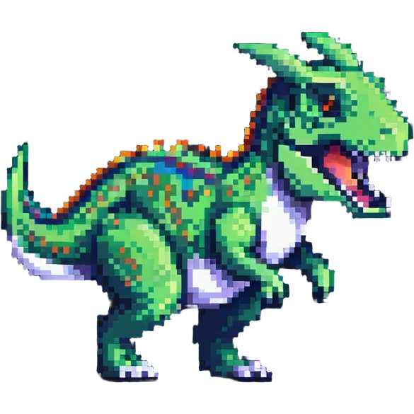 hybrid creature combining a bunny and a T-Rex in pixel art style emoji