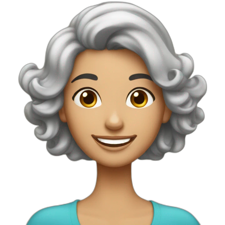 mujer morena sonriendo, cabello largo y lacio emoji