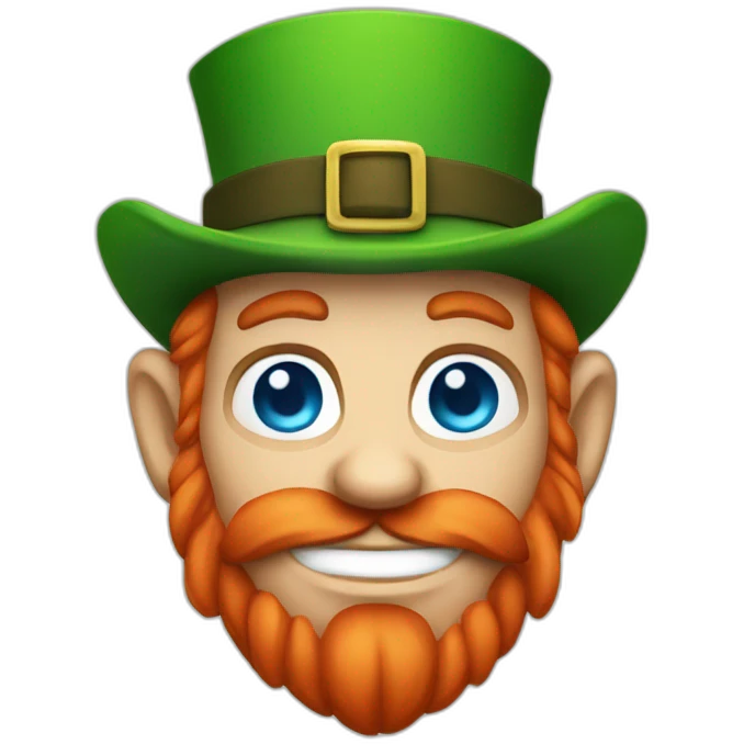 leprechaun with blue eyes, a red mowhawk and NO hat emoji
