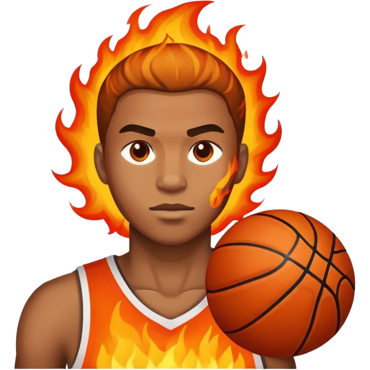 Crazy basketball player with fire emoji