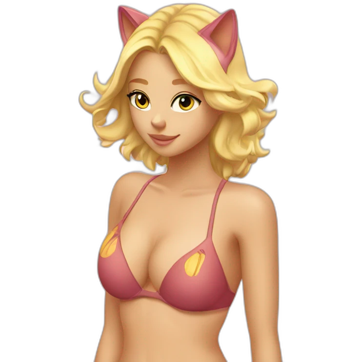 hot catgirl blonde swim suit emoji