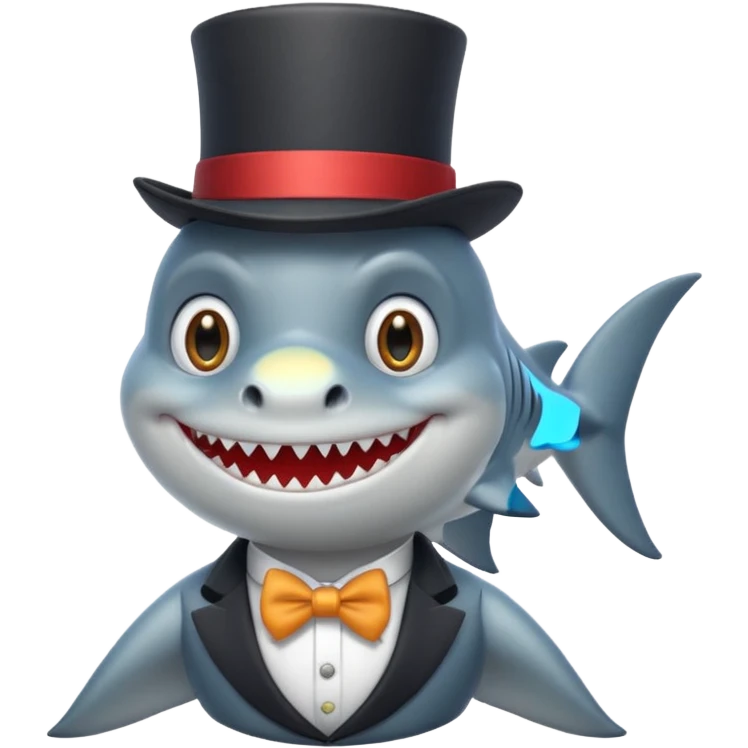 cartoon shark with a monocle and top hat emoji