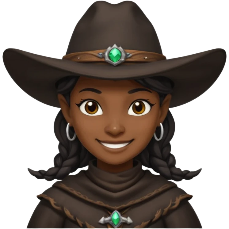 i want a dragonborn black witch cowboy hat and smirk smile emoji