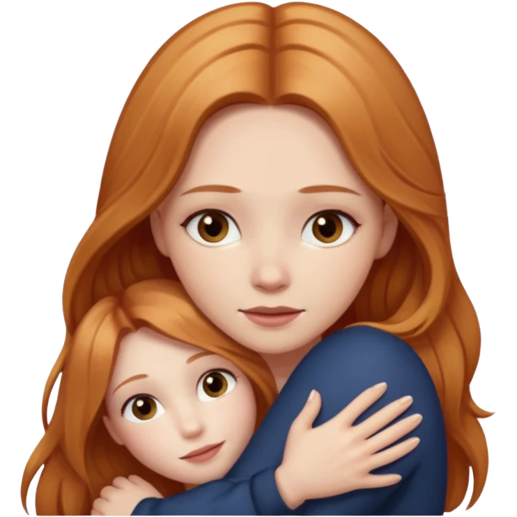 girlfriend with long dark strawberry blonde hair middle part with brown eyes giving hug emoji