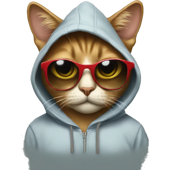 cat wearing sunglasses and a hoodie emoji