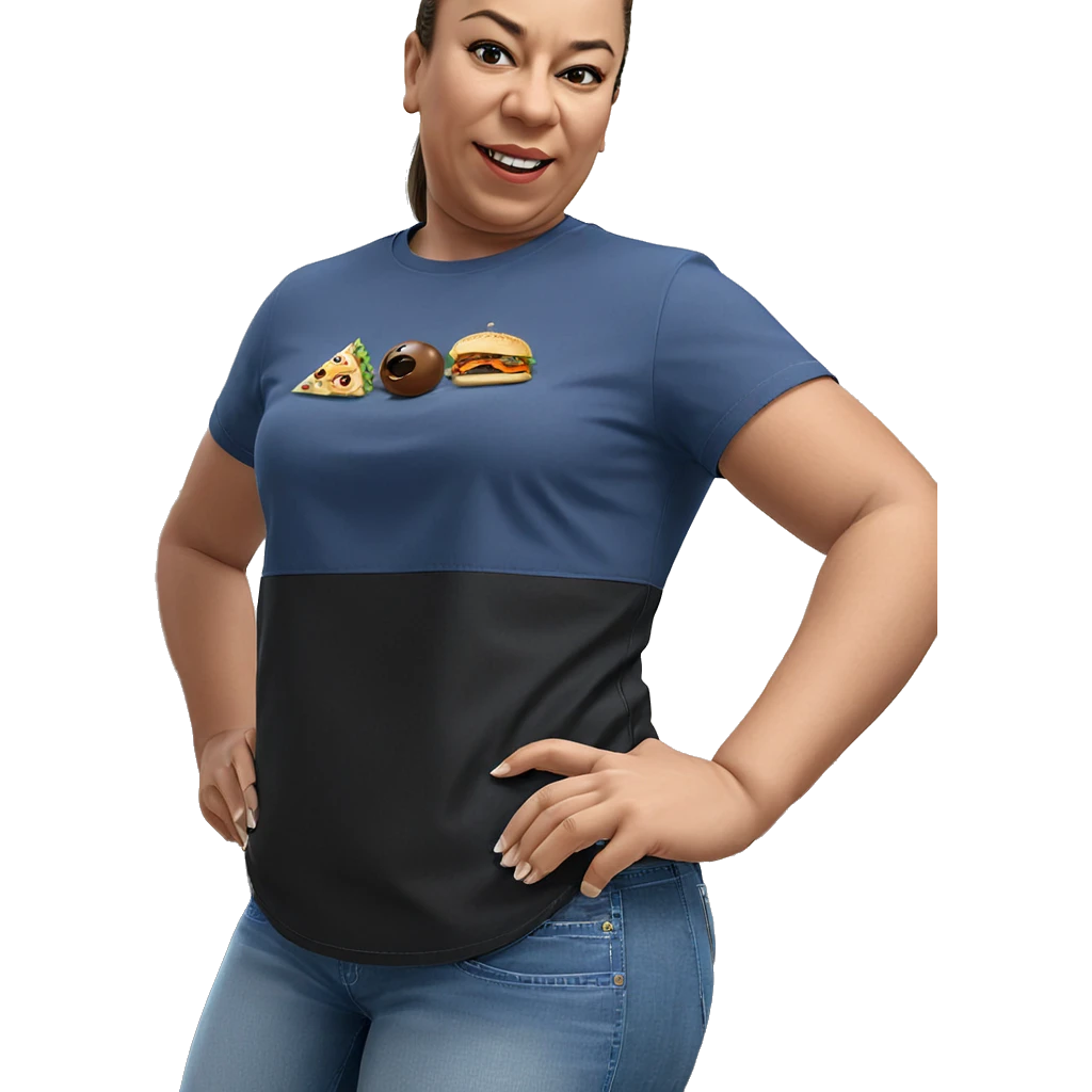 girl in denim with food emoji