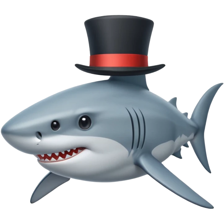 Shark with a top hat emoji