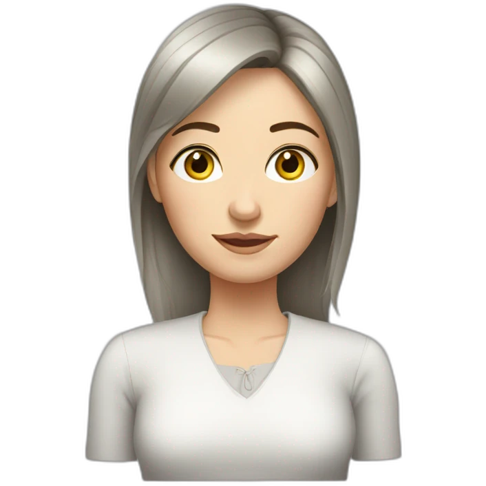 Russian woman with gray eyes and ponitail emoji