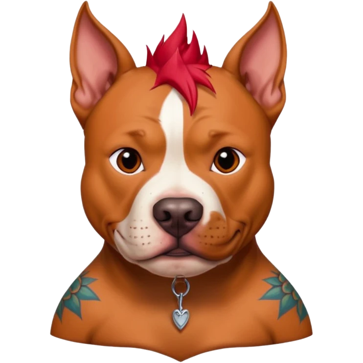 very tattoed pitbull dog with red spky hair emoji