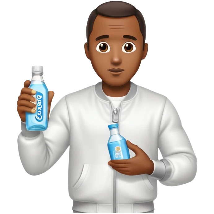 Diddy in a party outfit holding a bottle of baby oil emoji