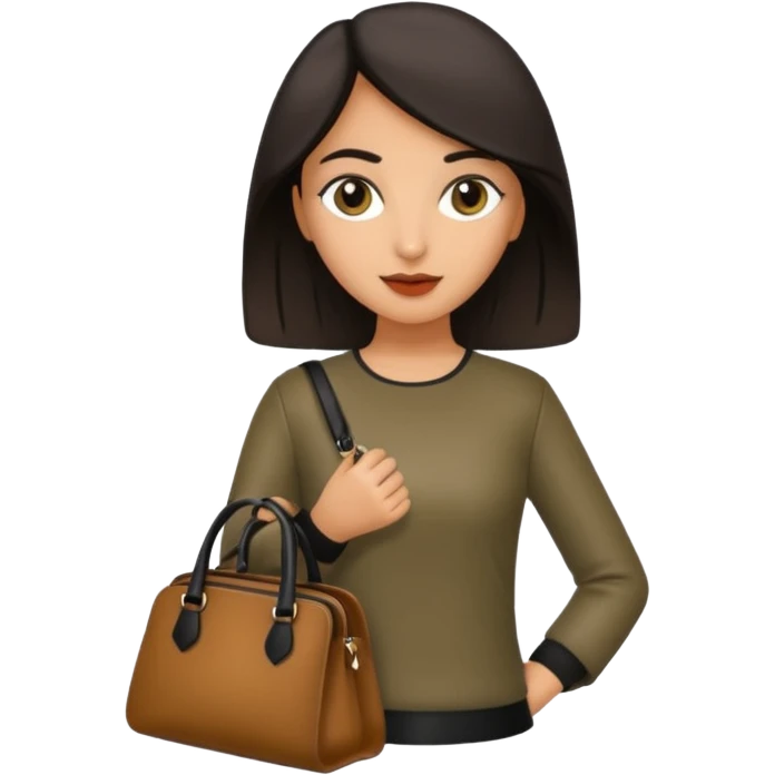 italian female with italian fashion style, holding bag emoji