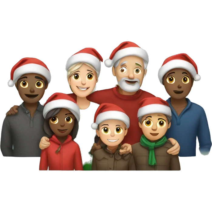family huddled together for christmas emoji