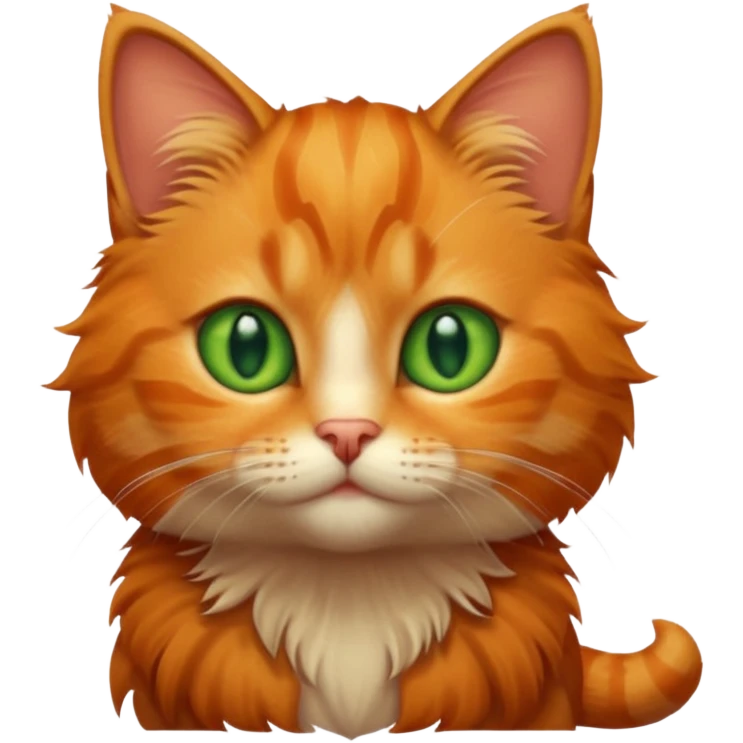 A high-resolution photo-realistic digital illustration of a solid ginger tabby cat kitten emoji