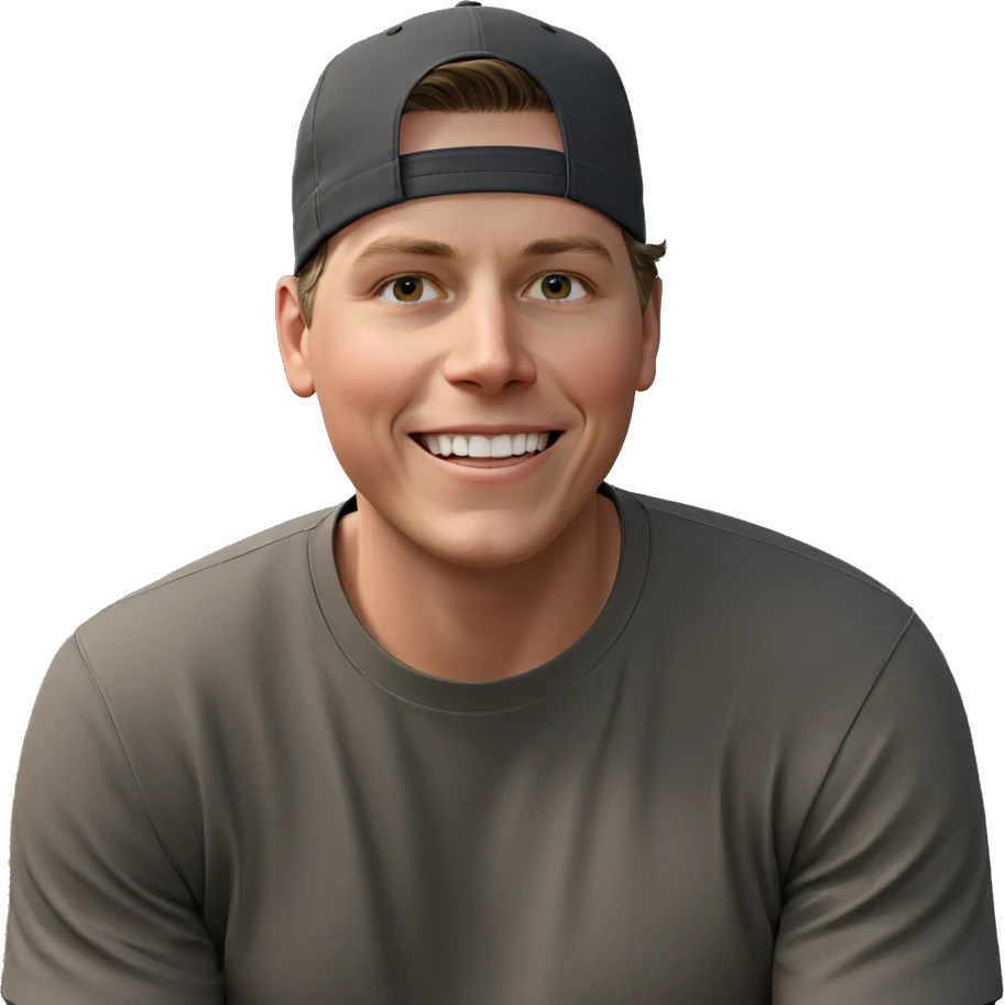 smiling boy outdoors with hat emoji