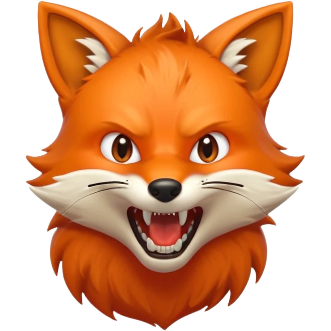 Angry Fox mouth open, scary teeth, side view emoji