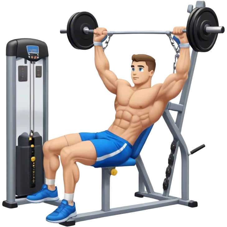 bodybuilder blue shorts leg-side-raise-cable-machine exercise emoji