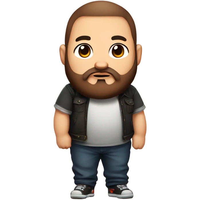 chibi chubby gamer dad w/ tattoo on his right arm and full brown beard emoji