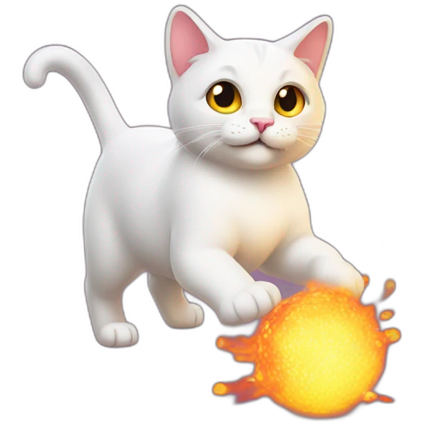 Cat walking with fireballs emoji