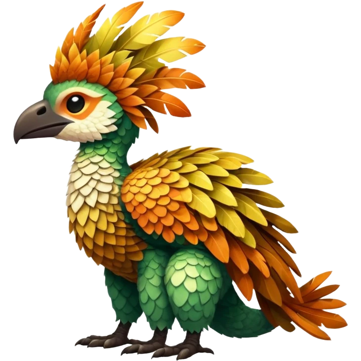 Tropical lush warm-colored Fakémon-Trico-creature (full body) emoji
