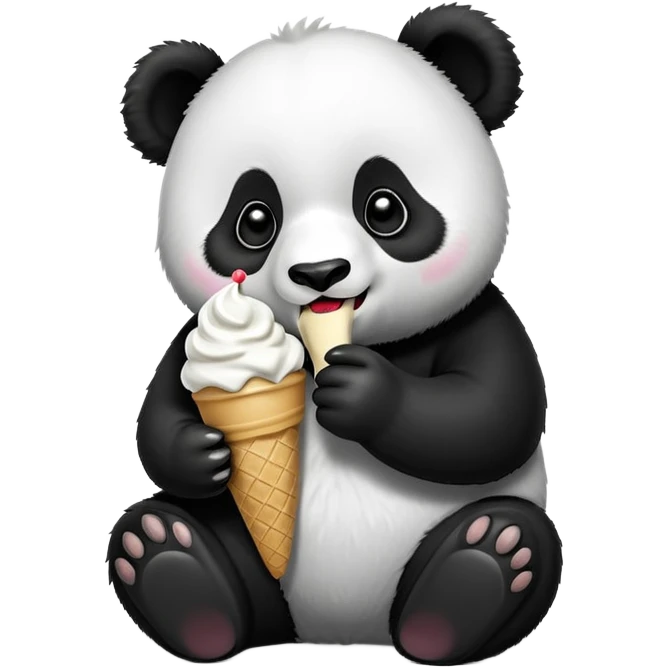 Panda eating ice cream emoji