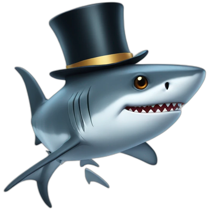 Shark with a top hat emoji