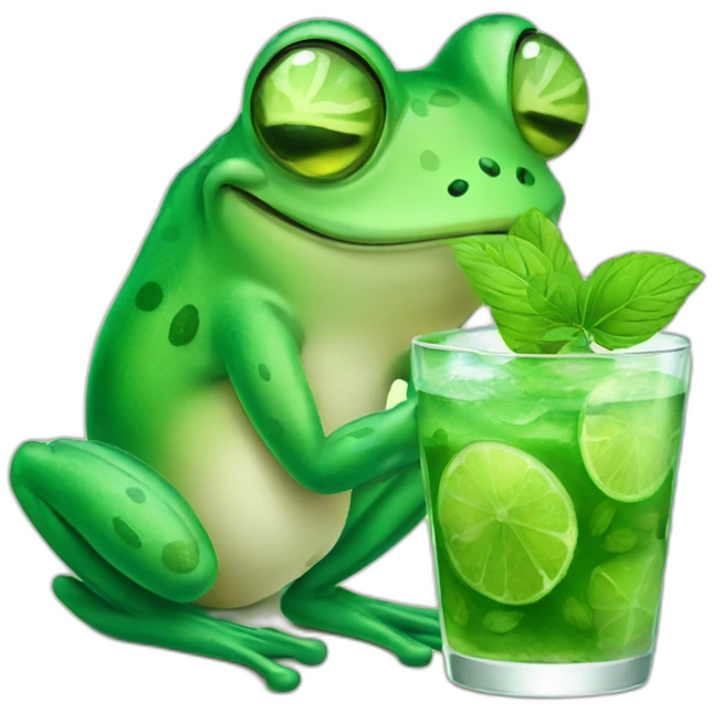 frog drinking a mojito emoji