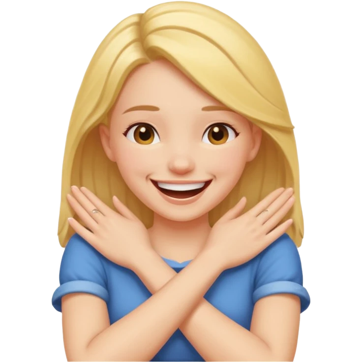 arms crossed holding neck laughing girl  emoji