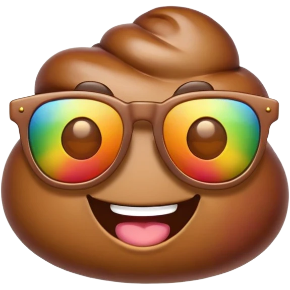 rainbow poop emoji with sunglasses emoji