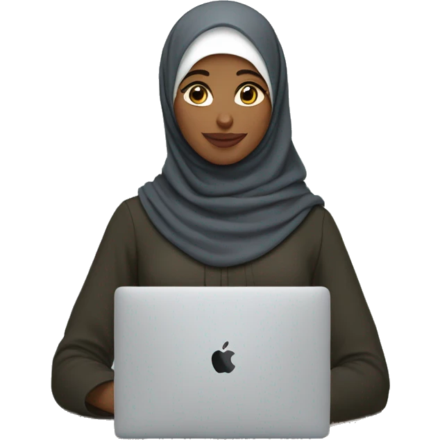 hijabi girl with apple macbook emoji