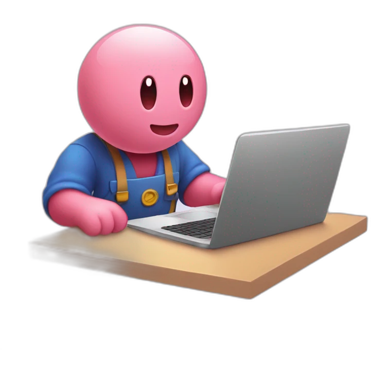 kirby working on laptop emoji